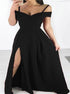 A Line Spaghetti Straps Black Satin Prom Dress LBQ3612